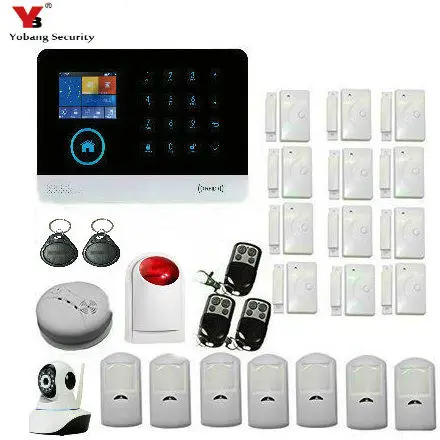 Yobang Security WIFI Gsm GSM GPRS GSM Alarm System APP Control Alarm System with RFID Card outdoor siren ip camera pir sensor Yobang Security WIFI Gsm GSM GPRS GSM Alarm System APP Control Alarm System with RFID Card outdoor siren ip camera pir sensor