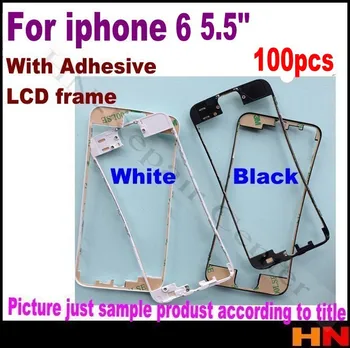 

100pcs LCD Touch Screen Panel Glass Lens and Middle Frame Bezer with 3M Sticker Housing Parts for iPhone 6 Plus