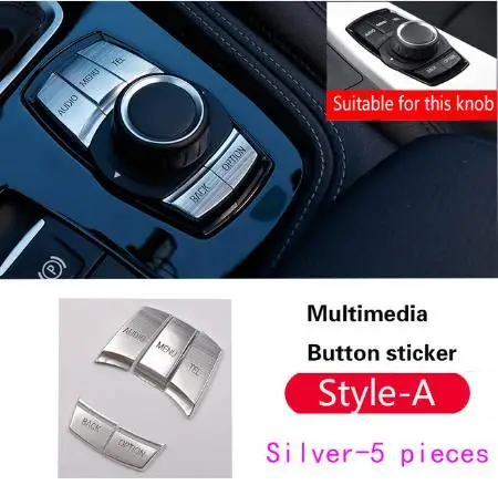 Inter центр мультимедийных кнопок наклейки для bmw f30 F34 f10 F20 F25 F26 F48 F07 X 1, 2, 3, 4, 5, 6, 7, серия крышка ручка отделкой - Название цвета: Sliver Style A