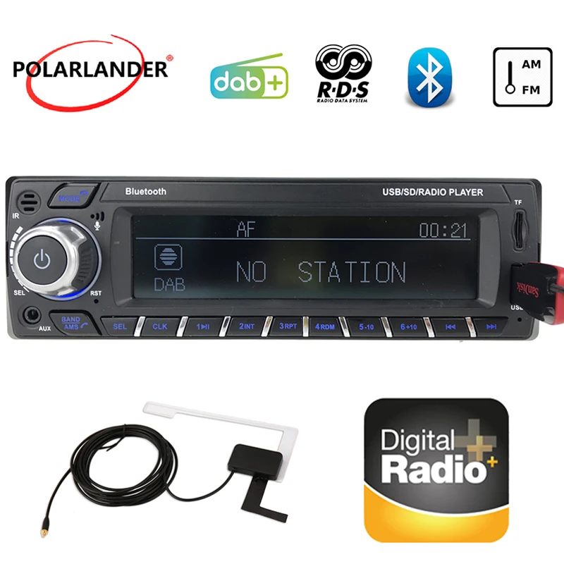1 Din автомобильное радио DAB + RDS AM MP3/WMA ЖК-экран FM USB SD машина для автомобильных Bluetooth