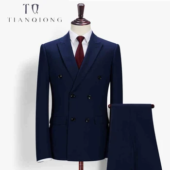 

TIAN QIONG Men Latest Coat Pant Designs Tailor-made Wedding Suit Stage Wear Clothing Fashion Mens Double Breasted 2 Piece Suits
