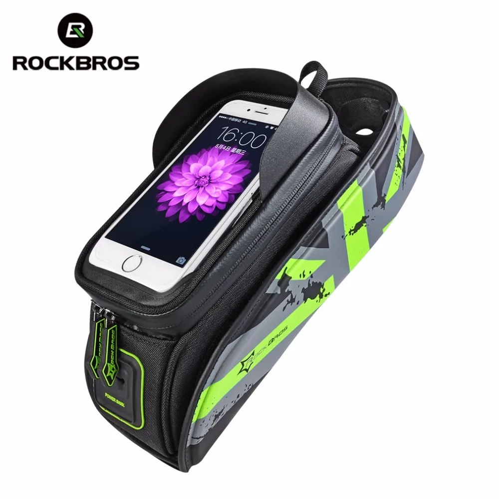 Cheap ROCKBROS Bicycle Front Top Tube Bag Cycling Bike Frame Saddle Package For Mobile Phone Waterproof Touch Screen Bike Accessories 2