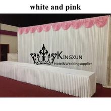 White Wedding Backdrop With Pink Swag Wedding Curtain 3M*6M Free Shipping Best Qualit Best Quality