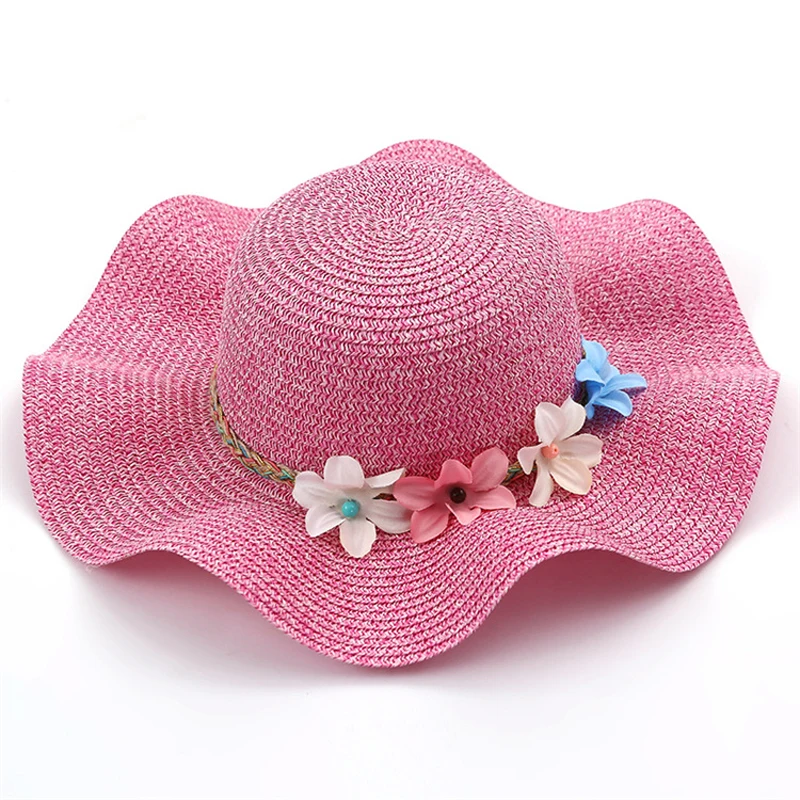 Chapéus de Palha do Verão Decoração com Flores do Bebê Chapéu de Sol para Meninas e Mulheres de Praia Moda Meninas Encantador Crianças Pai-filho Tampas 13 Chapéu de Sol para Meninas e Mulheres de Praia Pai-Filho tampas