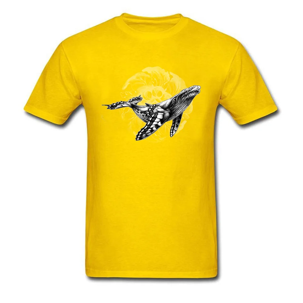 Butterfly Whale Dark Background 100% Cotton Tees for Men Summer T-shirts Casual Hot Sale Round Neck Tees Short Sleeve Butterfly Whale Dark Background  yellow
