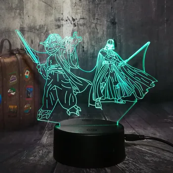 

NEW 3D LED Night Light Master Yoda Darth Vader Star Wars 7 Color Chang Sleep Table Lamp Novelty Home Decor Christmas Kid lamp