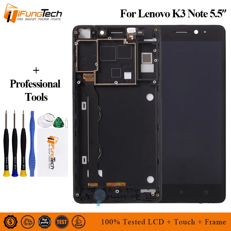 5,5 дюймов ЖК-дисплей для lenovo K50-T5 K3 Note ЖК-дисплей дигитайзер сенсорный экран в сборе Замена с рамкой черный