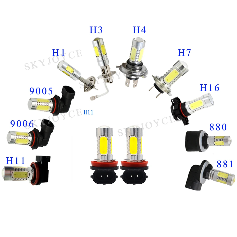 1 пара супер яркий 12 в 7,5 Вт H1 светодиодный противотуманный фонарь H3 H7 H11 9005 9006 880 881 белый желтый COB Автомобильный светодиодный противотуманный фонарь