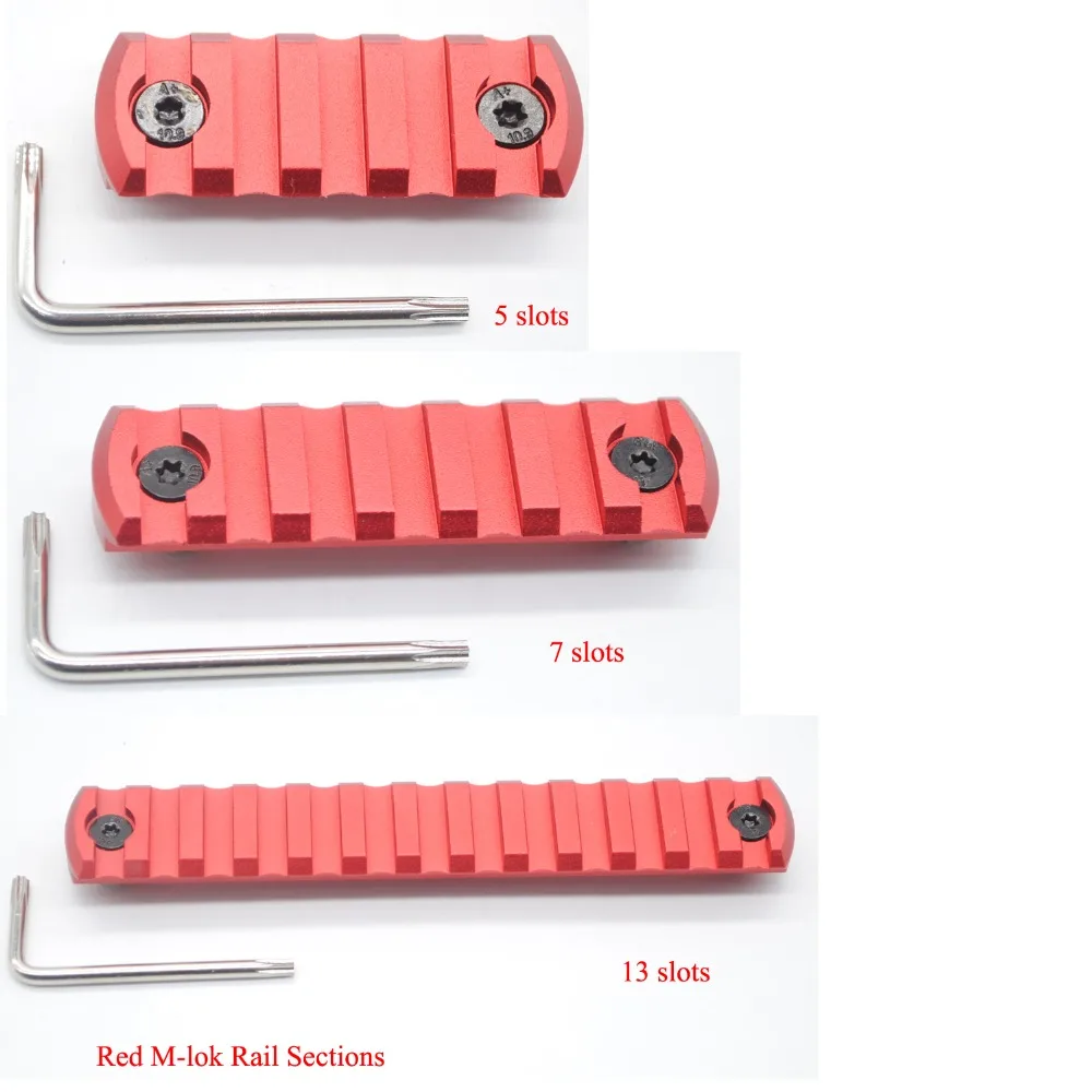 Красный анодированный 5/7/13 слотов для карт M-lok Picatinny/Вивера секций сегмент для М-Лок Handguard Системы