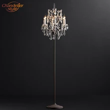 Современная роскошь Торшер с кристаллами Ретро скандинавском Cristal пол свет настил деревенского стиля освещения для домашнего отеля оформление спальни