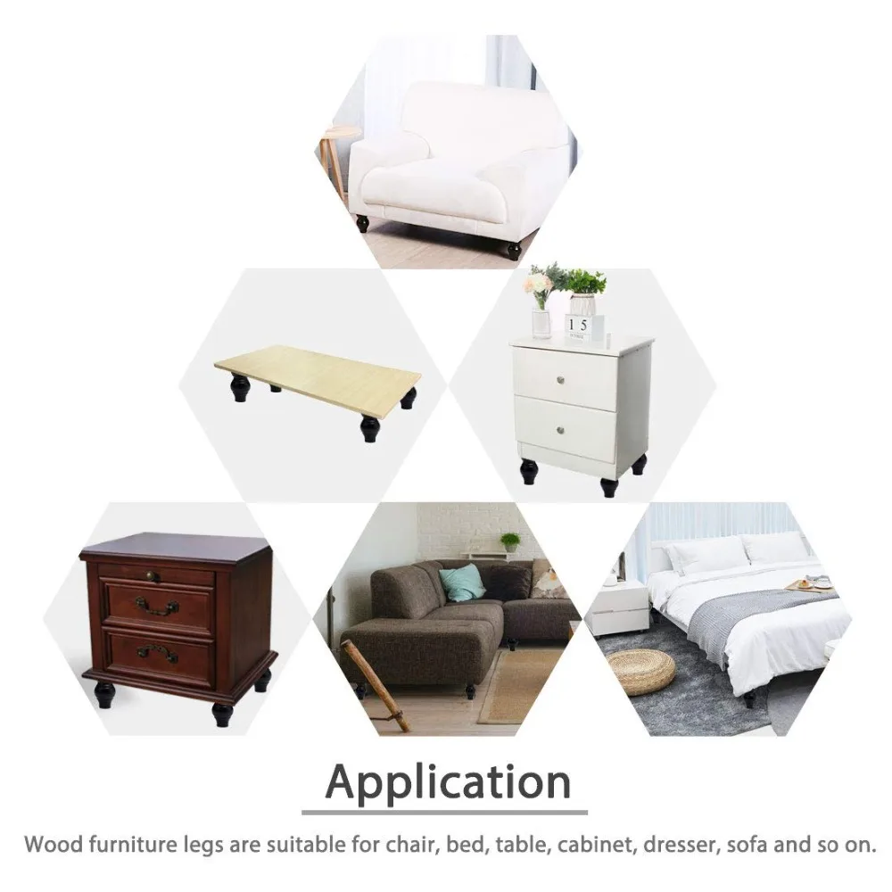 4pcs 8cm Height Solid Wooden Gourd Shaped Furniture Legs  Sofa Bench Chair Closet Cabinet Feet Couch Dresser Armchair foot