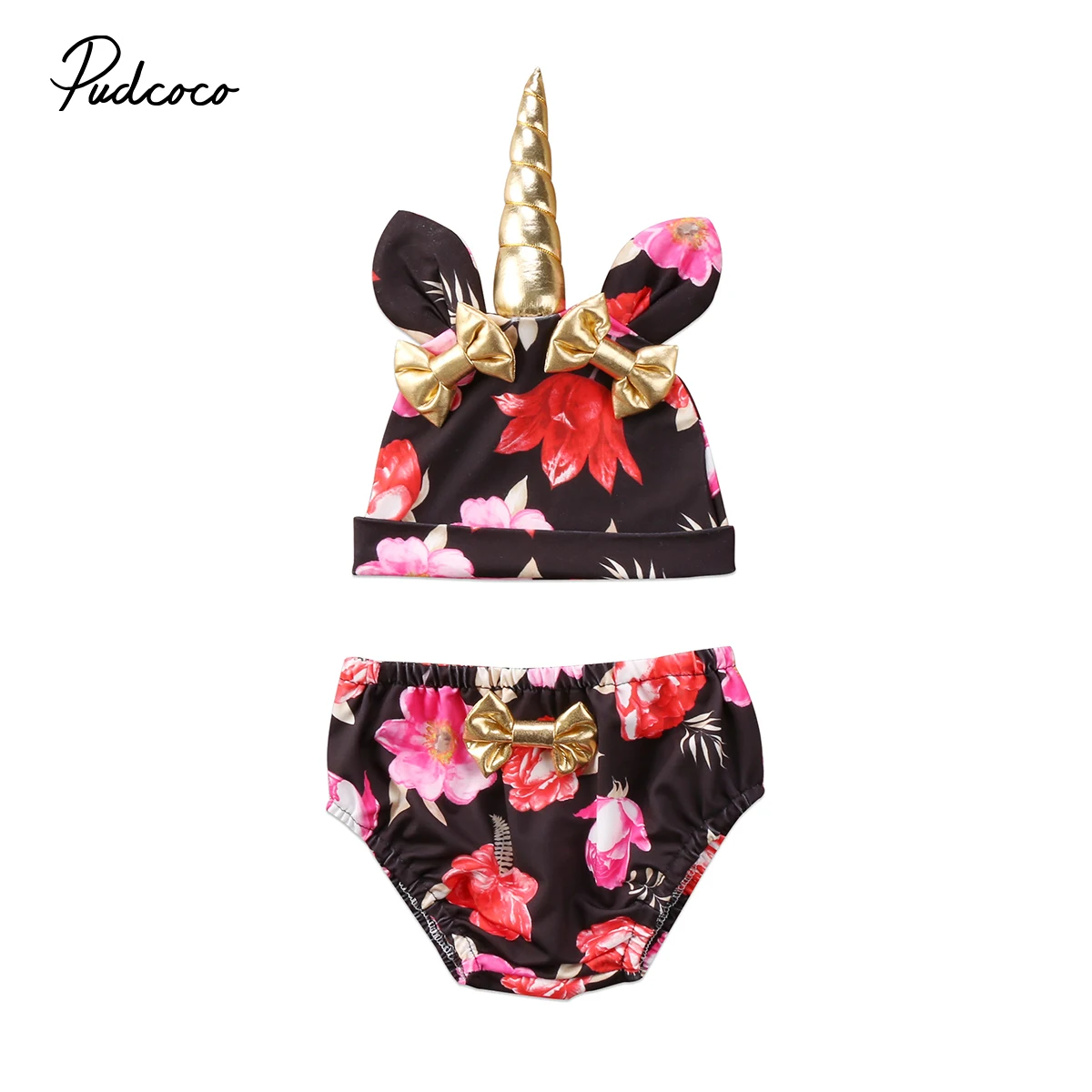 

2Pcs Newborn Kids Baby Girl Flowers Unicorn Hat Bottom Pants Prop Costume Outfit Sets 0-18M