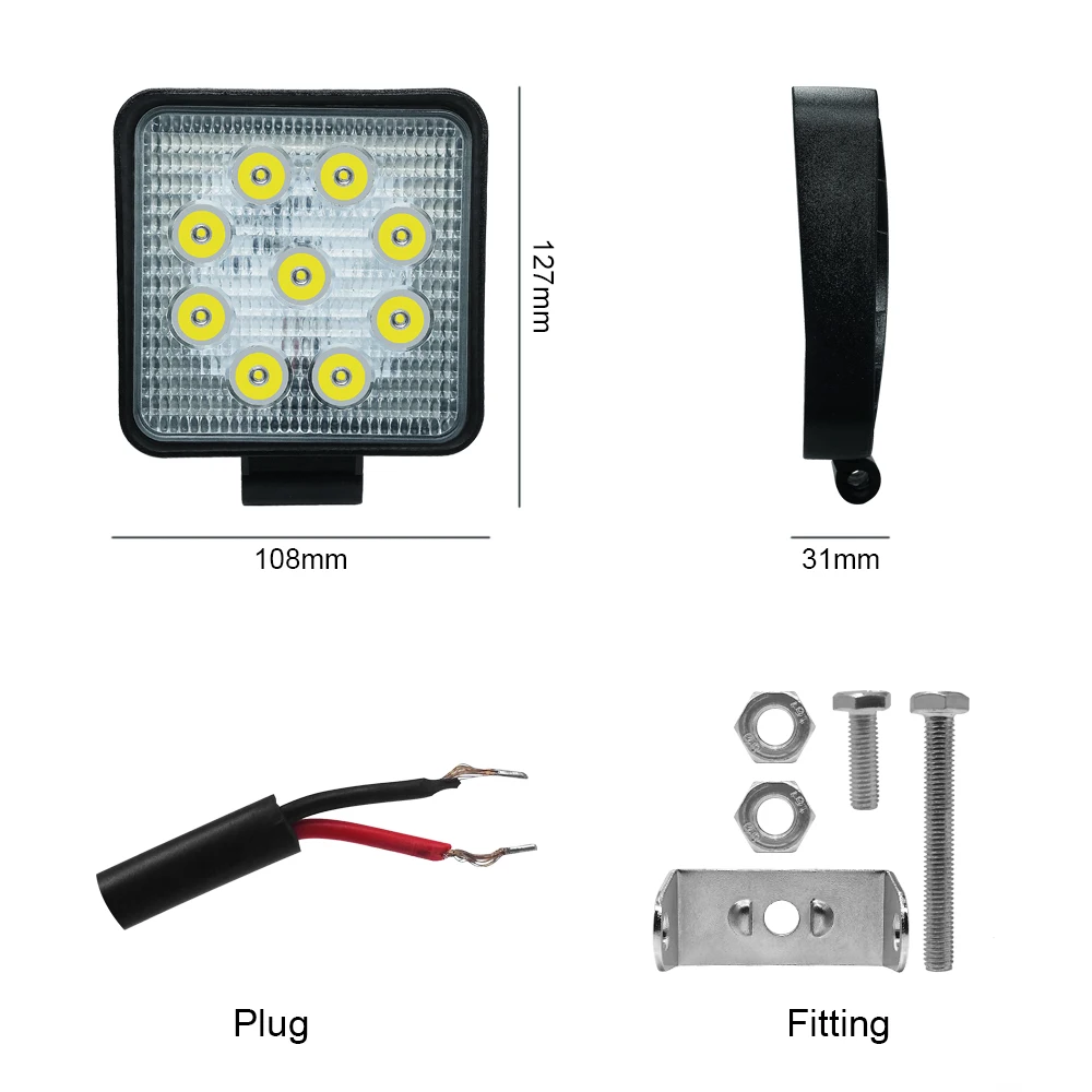 Свет работы 27 W 42 W Фарос 4x4 аксессуары Offroad светодиодный свет бар 12 V Worklight Off Road Барра светодиодный светильник для УАЗ JeeP