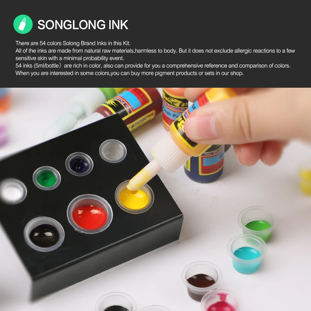 Conjunto de 14 Solong Tatuagem Completa Kits Metralhadora Iniciante Tintas Agulha Apertos pé Pétala Fonte Alimentação Tk203-10 2 10 iniciante conjunto de 14 tintas agulha apertos