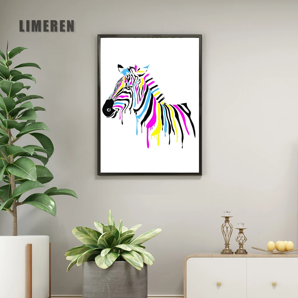 

Abstract Colorful Zebra Oil Painting Poster Print Canvas Wall Picture For Living Room Wall Art Cuadros Home Decor L027