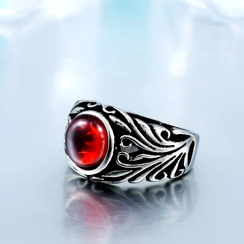 Beier 2018 Men's Fashion Jewelry Trendy Stainless Steel The Red With Stone Ring For man or woman BR8-251