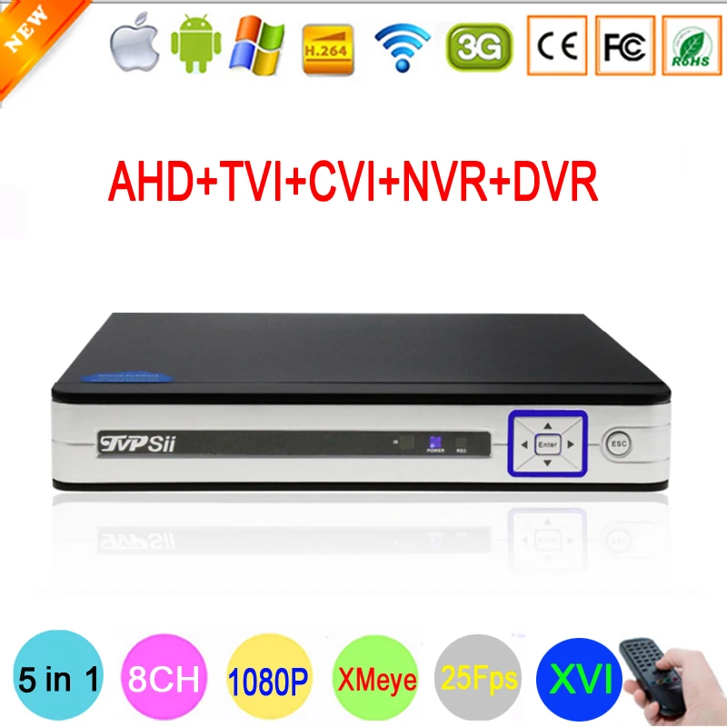 

Silver Panel Hi3531A XMeye 5-in-1 8 Channel 8CH 1080P 2MP Full HD 25FPS Hybrid Coaxial NVR TVI TVI CVI AHD CCTV DVR FreeShipping