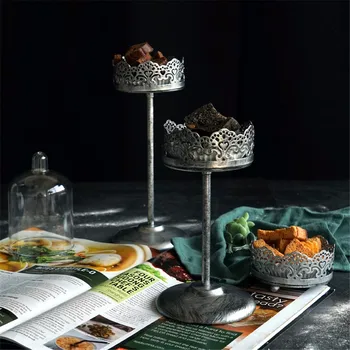 

Nordic Hollow Lace Metal Storage Tray with PC Cover Chic Ins Fruit Cake Dessert Plate Silver Jewelry Display Tray Home Desk Deco