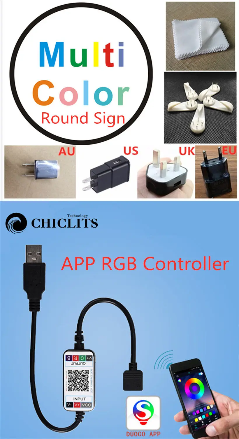 C034-Dolby цифровой светодиодный неоновый знак - Цвет: APP RGB controller