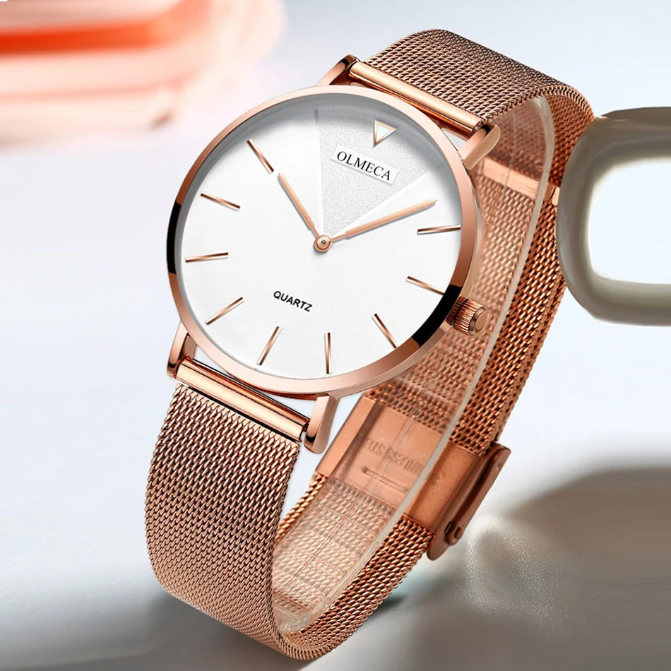 

2019 New Ultra Thin Ladies Watches Luxury Brand Rose Gold Women Simple Quartz Wristwatch Steel Mesh Girls Clock Relogio Feminino