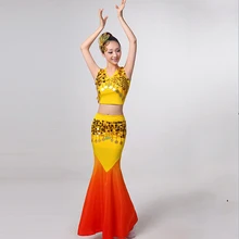 Этап Одежда для танцев костюмы павлина Традиционный китайский Танцы костюмы костюм рыбы сценический костюм китайские народные танцы одежда