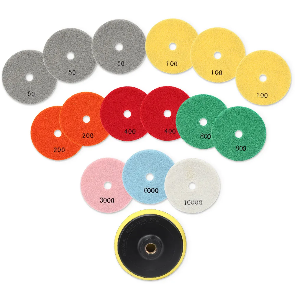 

16pcs Diamond Polishing Pads Wet Grinding Discs for Granite Marble Concrete Stone Multiple Specifications Power Tool Accessories