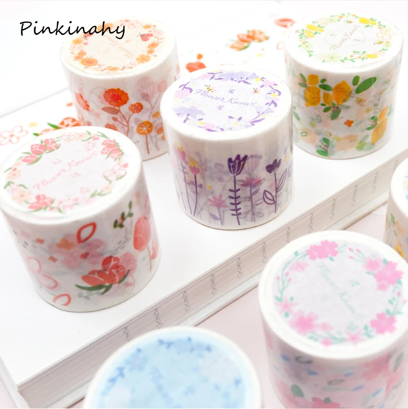 

1 Set Washi Masking Tape+Memo pad Iris Sakura Flower Paper Masking Tapes Decoration Washi Tape DIY Scrapbooking Sticker