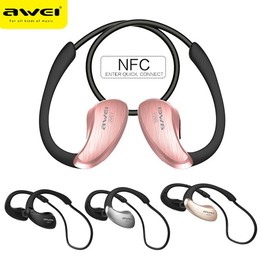 Awei NFC спортивные hands free стерео наушник блютуз беспроводные наушники гарнитура