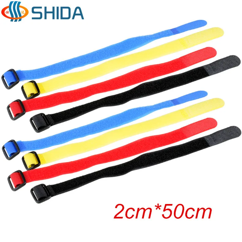 Hot Sale 20pcs 2*50cm Colorful Reusable Cable Ties Straps with Plastic