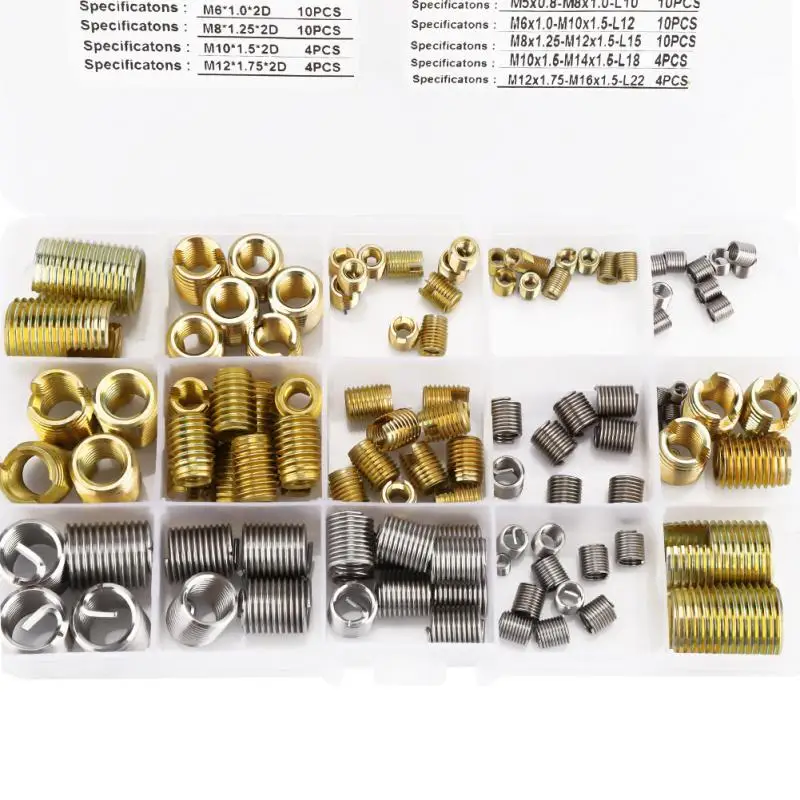 116 шт./компл. саморезные резьбы щелевые вставки и стальная Проводная Резьбовая вставка комбинированный набор инструментов для ремонта резьбы горячая распродажа