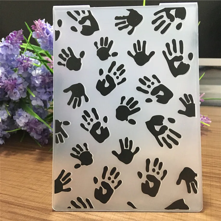  Hand Print Plastic Embossing Folder For Scrapbooking Paper Card Photo Album Cute Hand Stencil DIY G - 32948525072