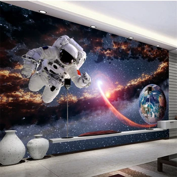 

beibehang Large custom wallpaper 3D stereoscopic layered astronaut universe galactic globe children room background