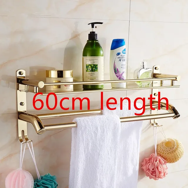 Gold Bathroom shower with towel bar corner shelf bath shower shelf