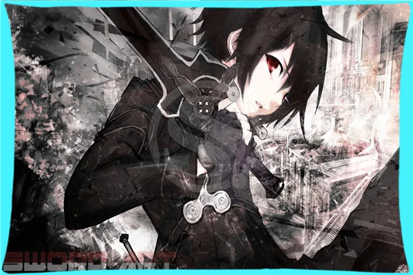 Горячая Мода sao kirito прямоугольник подушка чехол s Молнии Изготовленный На Заказ Подушка Чехол 45x35cmSQ00626-HXL