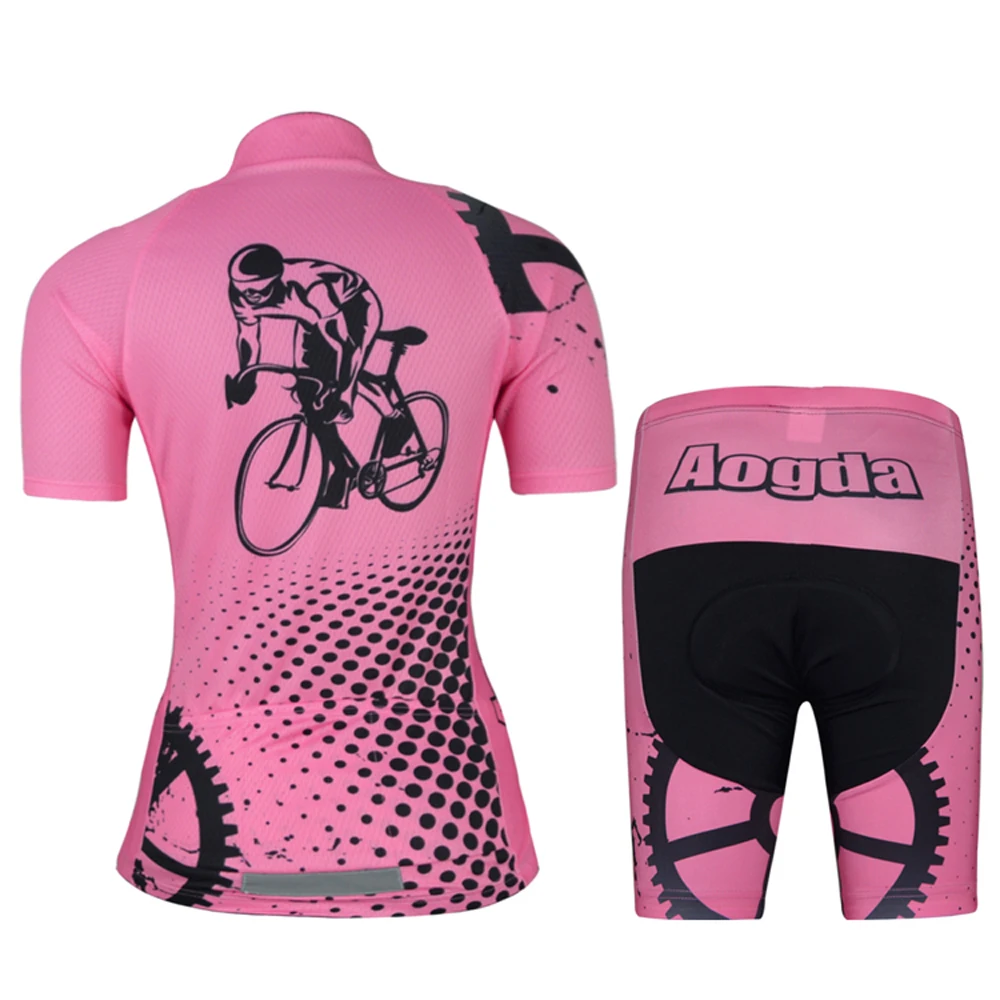 Aogda Summer Women's Cycling Jersey Sets Maillot Ciclismo Short Sleeve Bicycle Clothing Breathable Bike Jersey