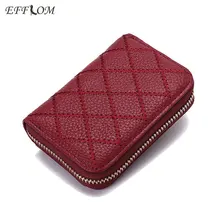 Женский держатель для карт из натуральной кожи, маленький дорожный кошелек, клетчатый держатель для кредитных карт, визитница, деловая Подарочная монета, кошельки на молнии, держатель для карт