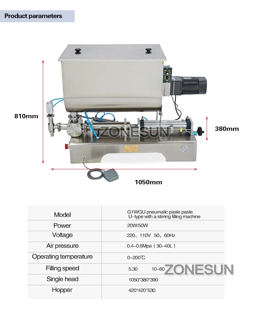 ZONESUN 60L Чили машина для розлива соуса вставить арахисовое масло количественные машина для наполнения тары пневматические смешивание