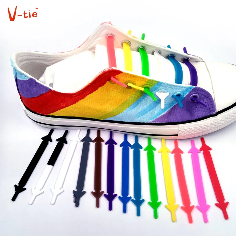 

50 Sets 600pcs New Fashion New Unisex Shoelaces Elastic Shoe Lace Creative Silicone Laces Luminous Arrow-shaped Solid color Suit