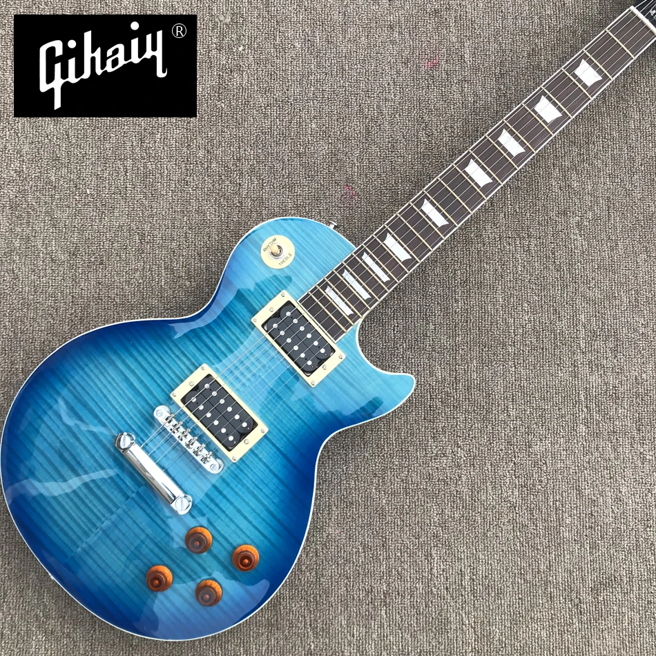 

High quality hand-made electric guitar, blue burst maple top electric guitar with rosewood fingerboard, free shipping