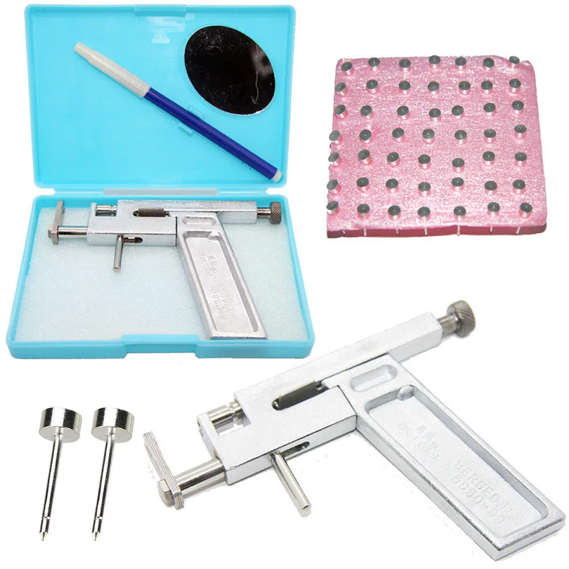 

1 Set Good Quality Pro New One Steel Ear Tattoo Body Piercing Gun with Disposable 98 Pcs Silver Studs Tattoo Piercing Kit Supply