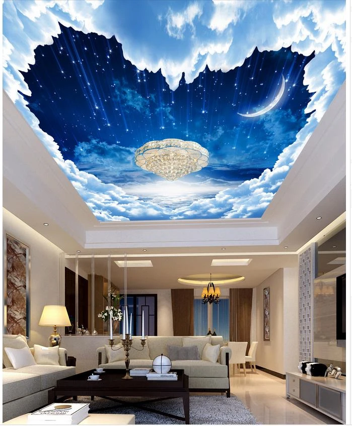 Custom 3d Photo Wallpaper Ceilings Fantasy Night Sky Ceiling Clouds 3d