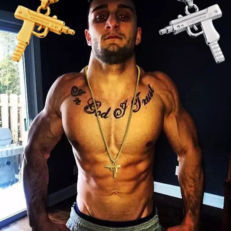 

New pistol Pendant Necklaces Long Cuban Link Chain Fashion Necklace For Unisex Hip Hop Jewelry gift