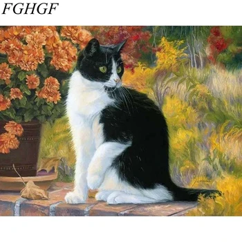 

FGHGF Frameless Picture Cat Painting By Numbers Home Decor DIY Oil Painting By Numbers On Canvas Home Decoration