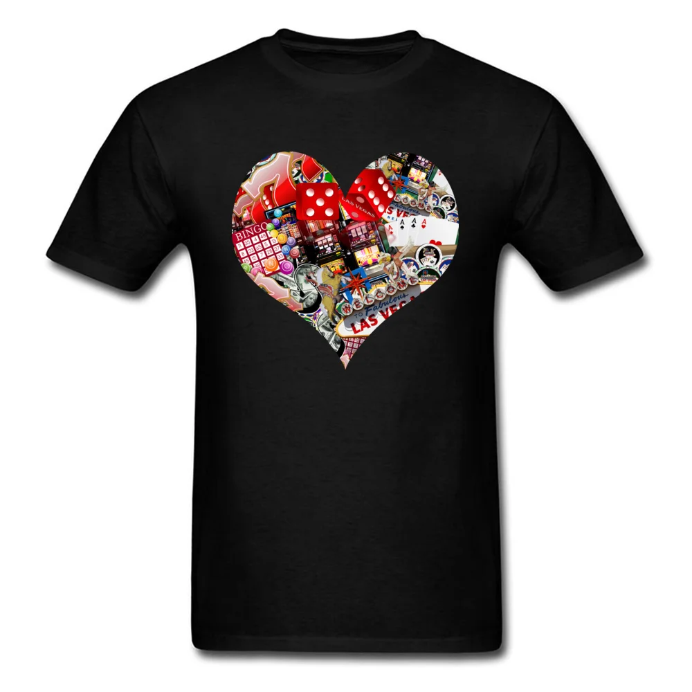 Heart Playing Card Shape 100% Cotton Tops & Tees for Men Simple Style T Shirt New Design Round Collar Tshirts Short Sleeve Heart Playing Card Shape black