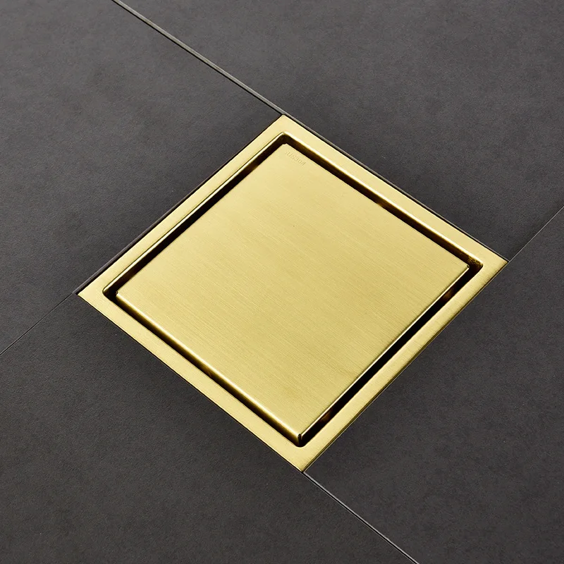 Brushed Gold Floor Drain Tile Insert Square Floor Waste Grates