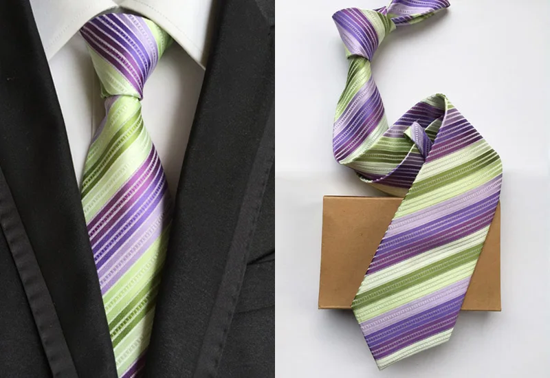 8 см формальный повод Галстуки Мода тканые Радуга галстук с красочными полосками