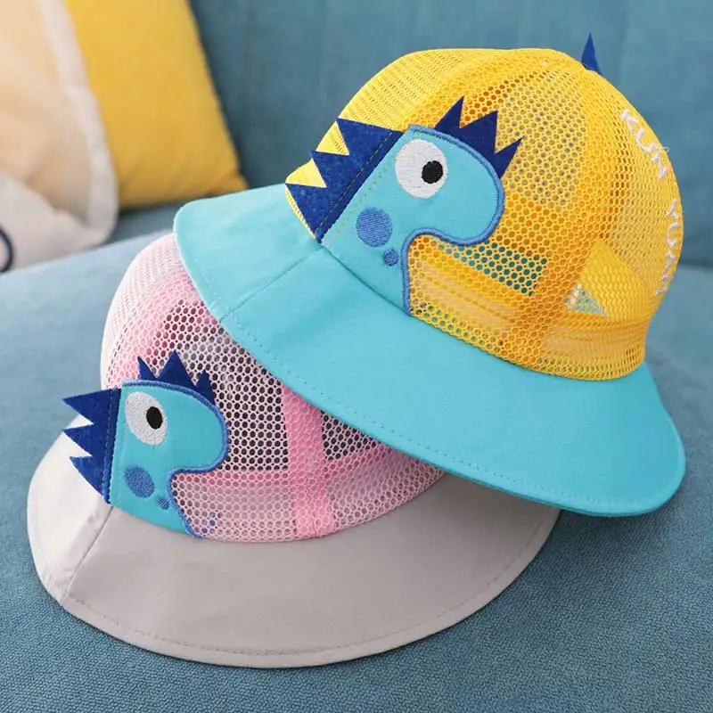 

Dinosaur Style Children's Mesh Cap Breathable Fashion Bucket Hats Spring Sunscreen Cap For 2-5 Years Old Baby Cartoon Sunhat