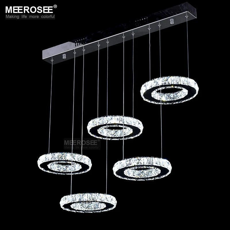 

Contemporary LED Crystal Chandelier Clear Ring Crystal Stainless Steel Suspension LED Lighting for Living room Hotel Project