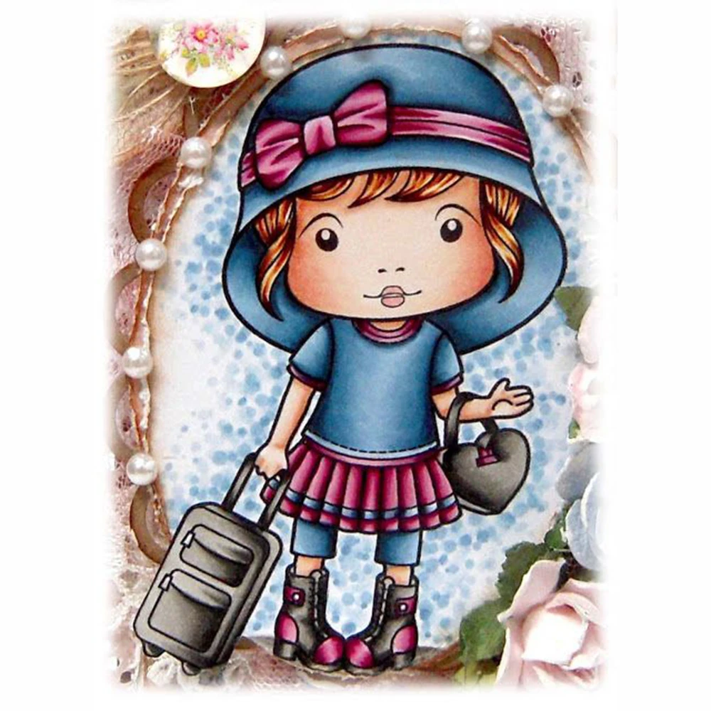 

Girl Clear Transparent Stamps + Metal Cutting Dies Stencils Scrapbooking Embossing Album Paper Cards Decor DIY Crafts Unique