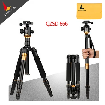 

QZSD Q666 Tripod With Q-02 360 Degree Swivel Fluid Head For Canon For Pentax For Sony For Olympus DSLR Camera